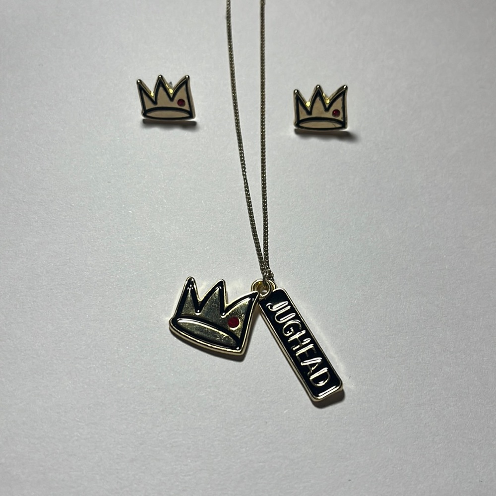 Riverdale Jughead Matching Gold Necklace and Stud Earrings